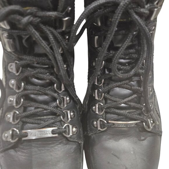 AdTec Black Leather Womens Steel Toe Work Boots Size 9 - Picture 2 of 7